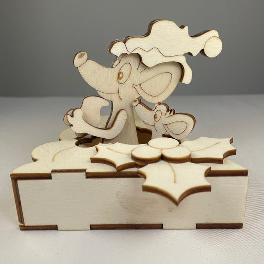 Festive Mice in the Pie - Flat Pack Model Kit by Curious Rabbit ®